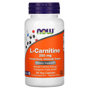 Now Foods, CARNITINE 250mg, 60 Capsules - 733739000620 | Hilife Vitamins