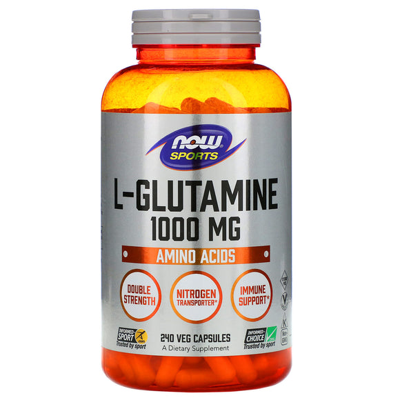 Now Foods, L-GLUTAMINE 1000 mg, 240 Veg Capsules - 733739000910 | Hilife Vitamins