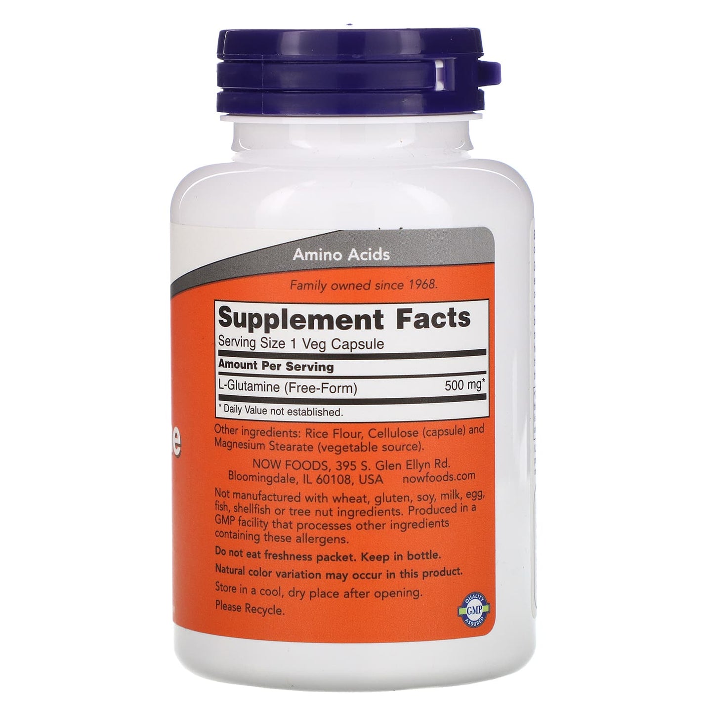 Now Foods, L Glutamine 500 mg, 120 Capsules - [product_sku] | HiLife Vitamins