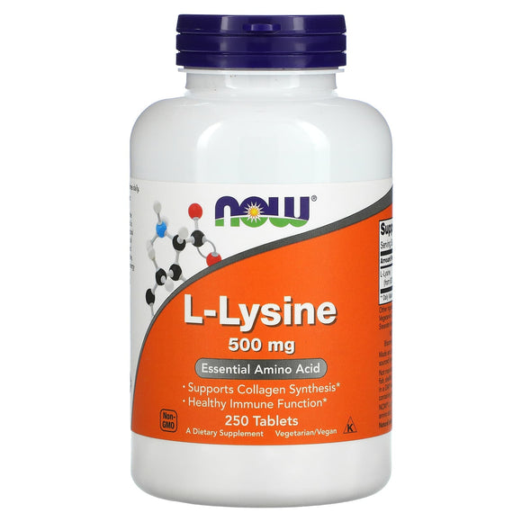 Now Foods, Lysine 500 mg, 250 Tablets - 733739001023 | Hilife Vitamins