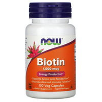 Now Foods, Biotin 1000mcg, 100 Veg Capsules - 733739004697 | Hilife Vitamins