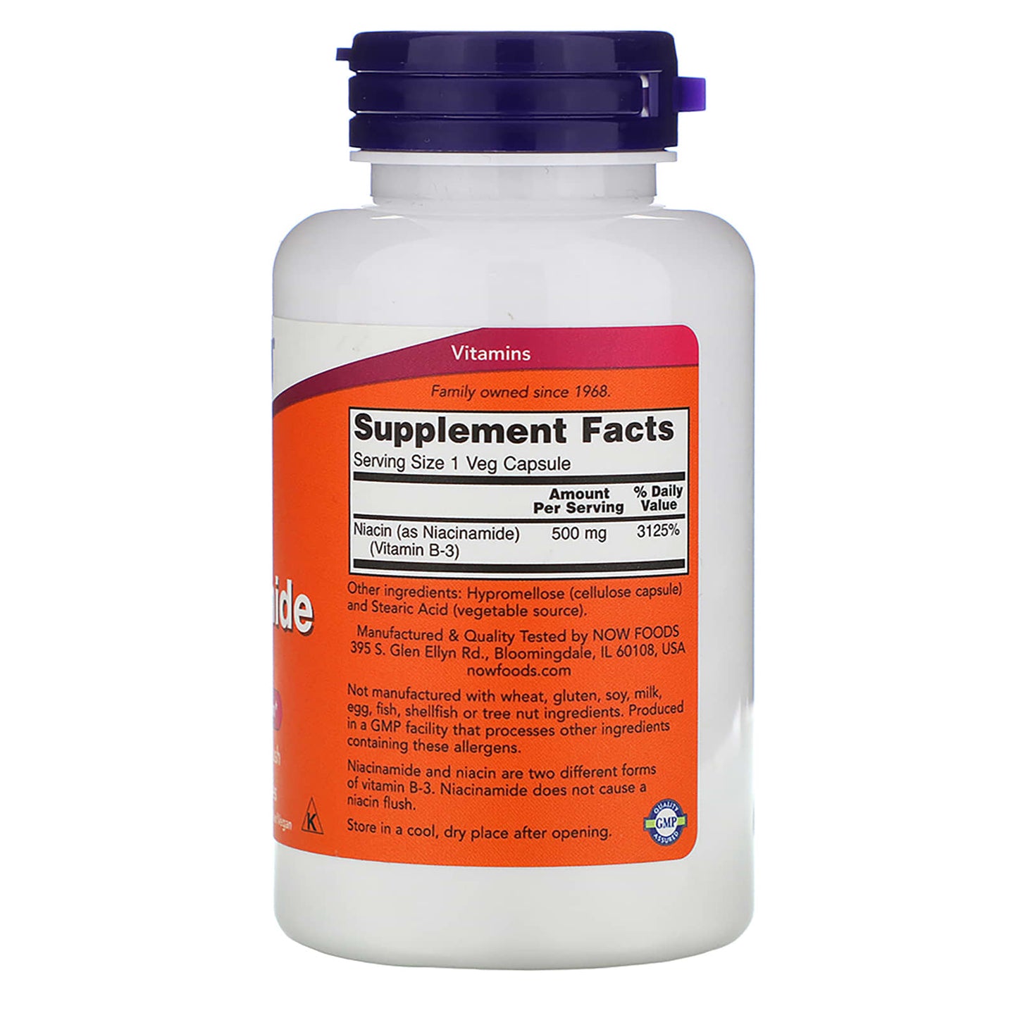 Now Foods, Niacinamide 500 mg, 100 Capsules - [product_sku] | HiLife Vitamins