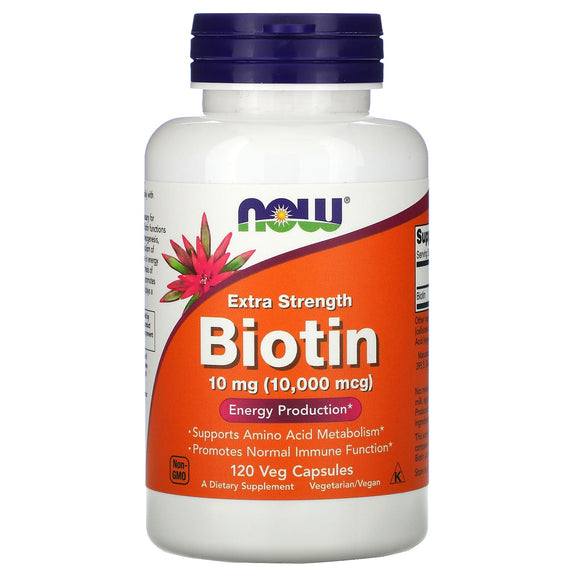 Now Foods, Biotin 10 mg Extra Strength, 120 Veg Capsules - 733739004796 | Hilife Vitamins