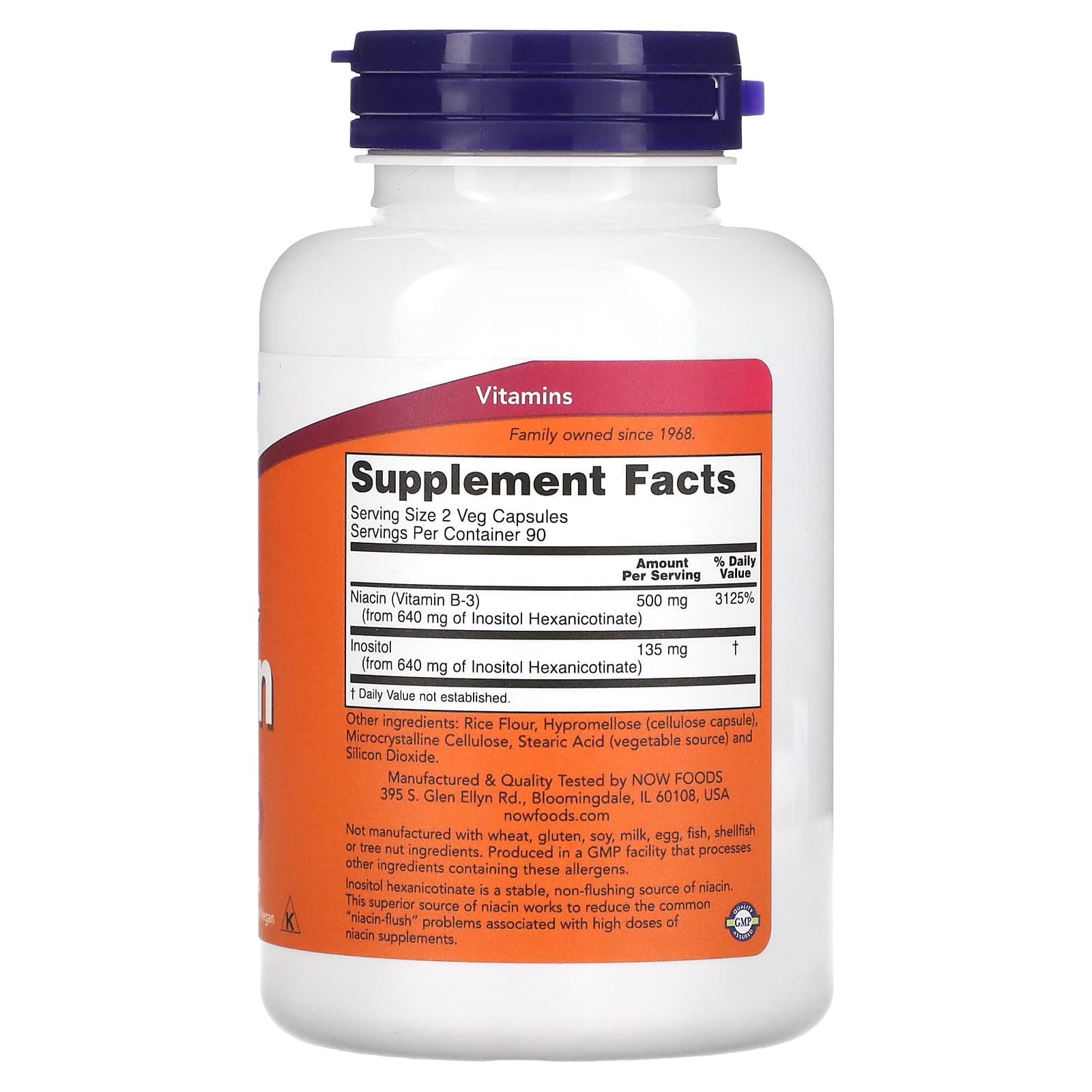 Now Foods, Niacin Flush Free 275 mg, 180 Capsules - [product_sku] | HiLife Vitamins