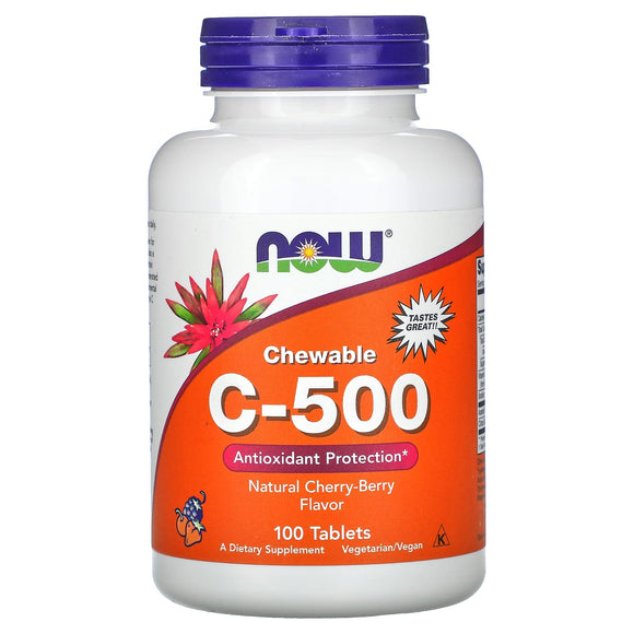 Now Foods, C-500 CHEW CHERRY, 100 Tablets - 733739006400 | Hilife Vitamins