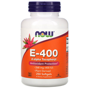 Now Foods, E-400, 268 mg, 250 Softgels - 733739008398 | Hilife Vitamins