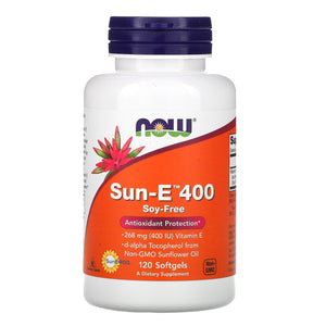 Now Foods, SUN-E 400 IU NAT. VITAMIN E, 120 Softgels - 733739009364 | Hilife Vitamins