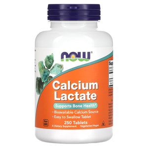 Now Foods, CALCIUM LACTATE 10 GR, 250 Tablets - 733739012609 | Hilife Vitamins