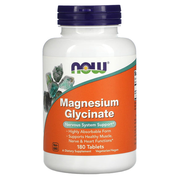 Now Foods, Magnesium Glycinate, 180 Tablets - 733739012890 | Hilife Vitamins