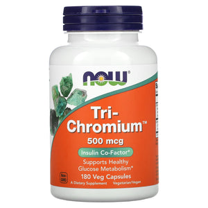 Now Foods, Tri-Chromium 500mcg + Cinnamon   180, 180 Vegetarian Capsules - 733739014269 | Hilife Vitamins