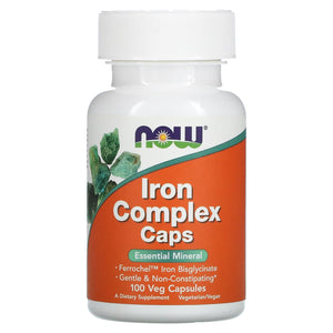 Now Foods, IRON COMPLEX CAPS (GLYCINATE, 100 Veg Caps - 733739014412 | Hilife Vitamins