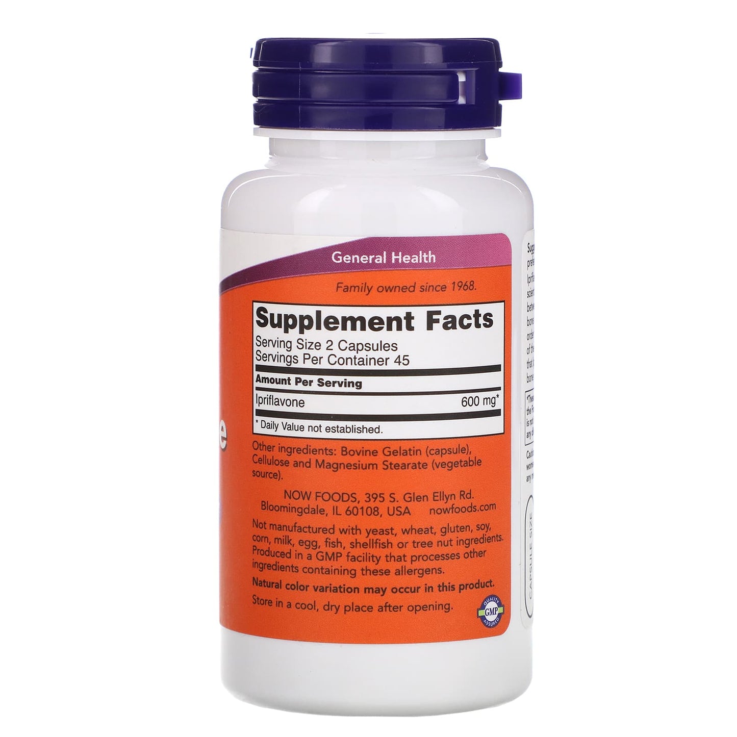 Now Foods, IPRIFLAVONE 300mg, 90 Capsules UPC 733739014450 | HiLife Vitamins
