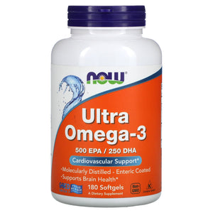 Now Foods, Ultra Omega-3, 180 Softgels - 733739016621 | Hilife Vitamins