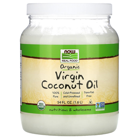 Now Foods, Organic Coconut Oil Virgin, 54 OZ oil - 733739017352 | Hilife Vitamins