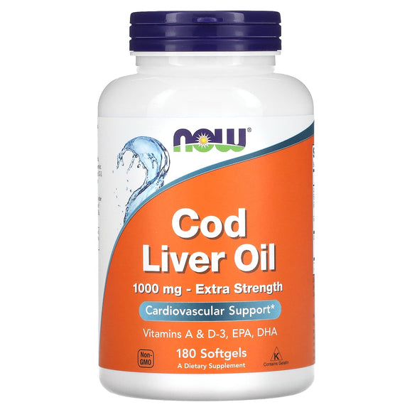 Now Foods, Cod Liver Oil 1,000mg, 180 oil - 733739017444 | Hilife Vitamins