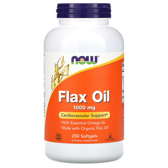 Now Foods, Flax Oil with Essential Omega’s, 1,000 mg, 250 Softgels - 733739017727 | Hilife Vitamins