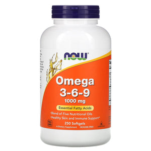 Now Foods, Omega 3-6-9, 1,000 mg, 250 Softgels - 733739018373 | Hilife Vitamins