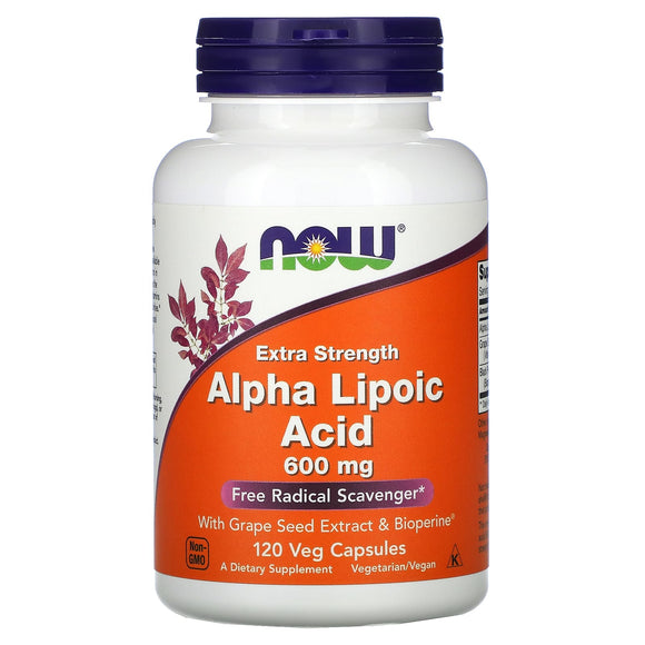 Now Foods, Alpha Lipoic Acid 600 mg, 120 Veg Capsules - 733739030450 | Hilife Vitamins
