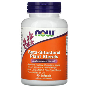 Now Foods, BETA-SITOSTEROL PLANT STEROLS W/ FISH OIL, 90 Softgels - 733739030788 | Hilife Vitamins