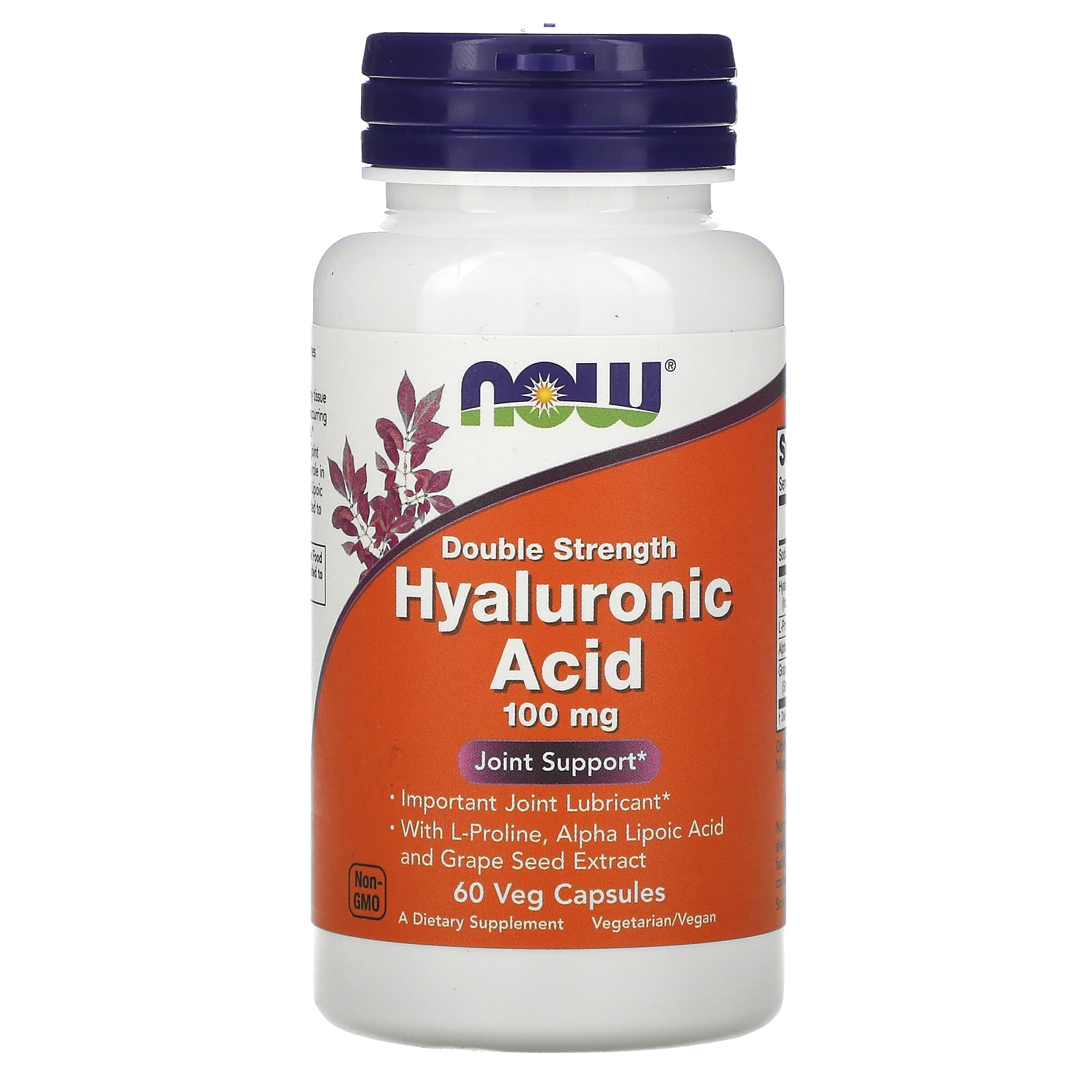 Now Foods, Hyaluronic Acid, Double Strength, 100 mg, 60 Veg Capsules - 733739031556 | Hilife Vitamins