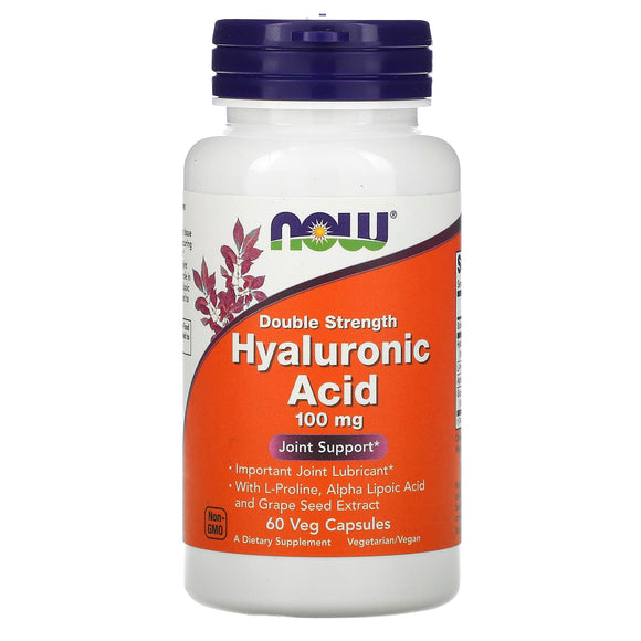 Now Foods, Hyaluronic Acid, Double Strength, 100 mg, 60 Veg Capsules - 733739031556 | Hilife Vitamins