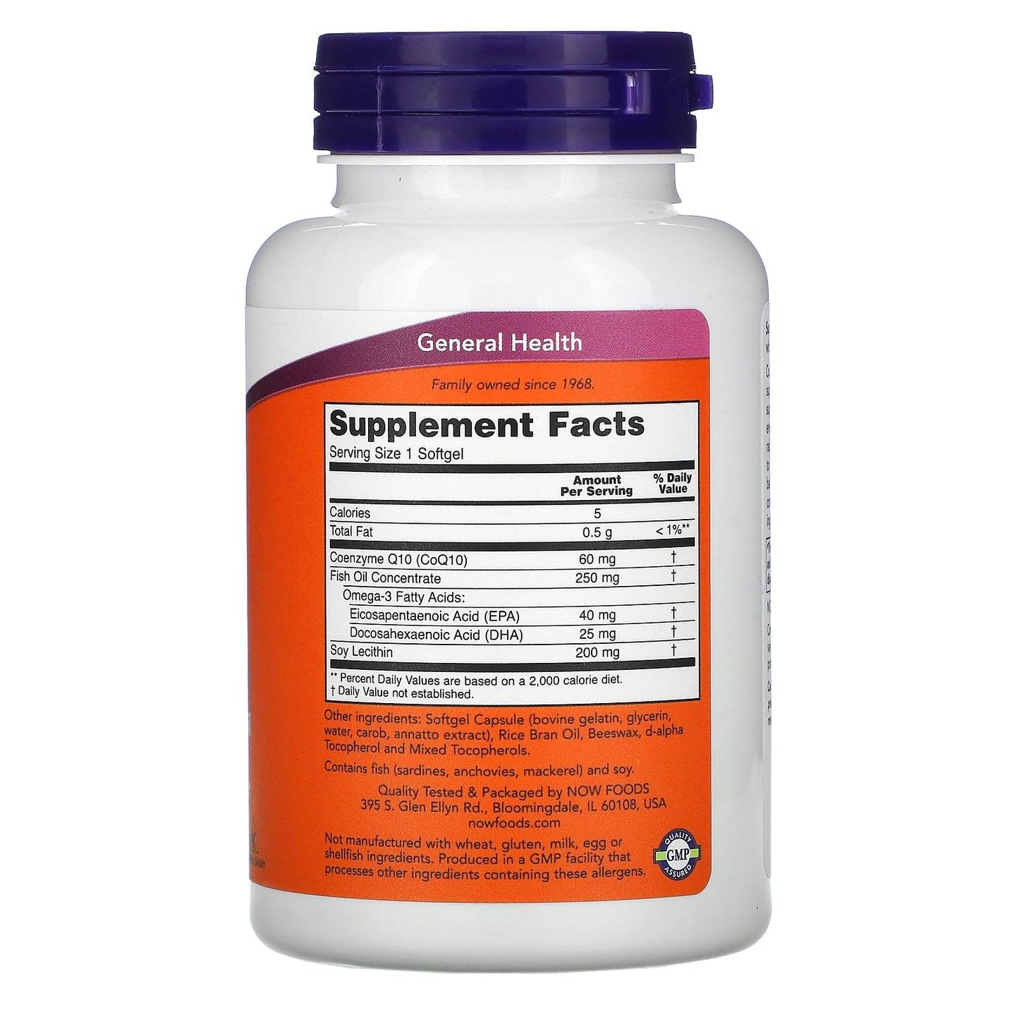 Now Foods, CoQ10 60mg  with Omega-3 120 SGELS, 120 Softgels - [product_sku] | HiLife Vitamins