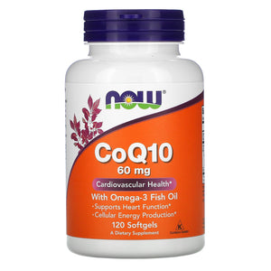 Now Foods, CoQ10 60mg  with Omega-3 120 SGELS, 120 Softgels - 733739031662 | Hilife Vitamins