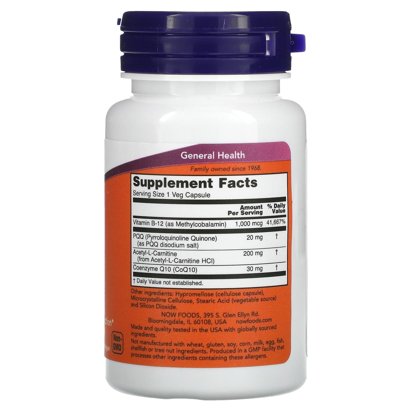 Now Foods, Pqq Energy 20mg Plus, 30 Vegetarian Capsules 733739031686 HiLife Vitamins