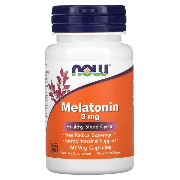 Now Foods, Melatonin 3 mg, 60 Capsules - 733739032553 | Hilife Vitamins