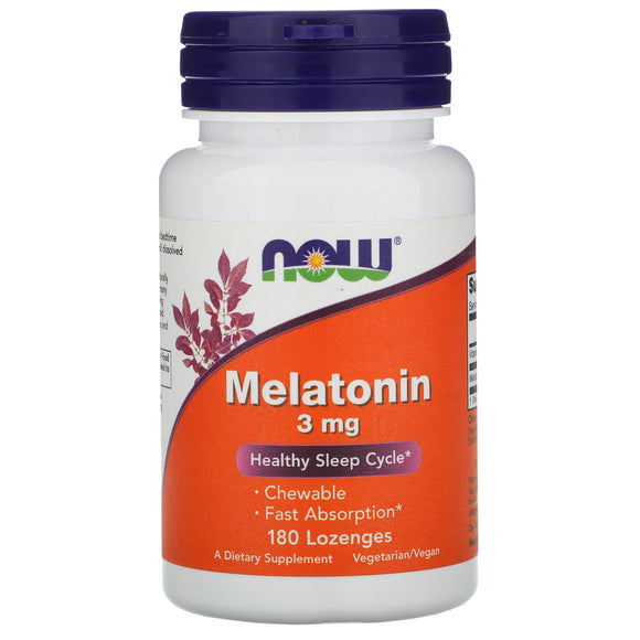 Now Foods, Melatonin 3 mg, 180 Lozenges - 733739032591 | Hilife Vitamins