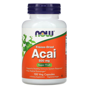 Now Foods, Acai 500 mg, 100 Veg Capsules - 733739033550 | Hilife Vitamins
