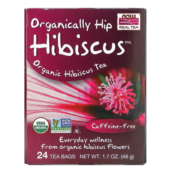 Now Foods, Organic Hip Hibiscus Tea Bags, 24 PK - 733739042385 | Hilife Vitamins