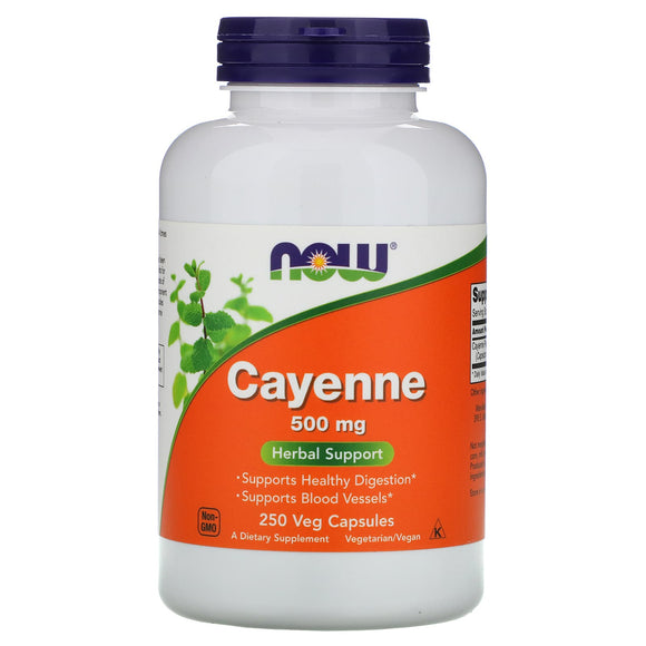 Now Foods, CAYENNE 500mg, 250 Capsules - 733739046277 | Hilife Vitamins