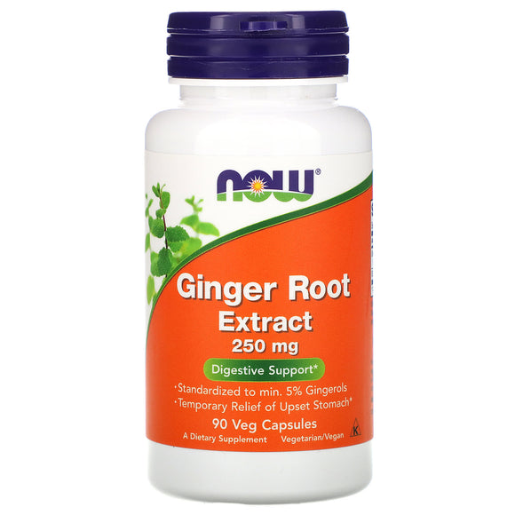 Now Foods, Ginger 5%/250mg Ext, 90 Vegetarian Capsules - 733739046895 | Hilife Vitamins