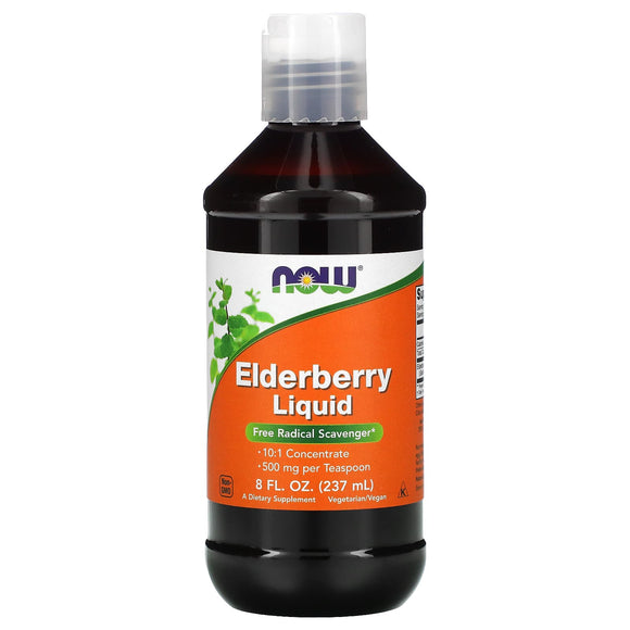 Now Foods, Elderberry Liquid, 8 fl oz - 733739048523 | Hilife Vitamins