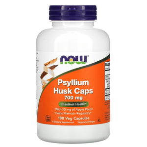 Now Foods, Psyllium Husk 750 mg + Pectin, 180 Capsules - 733739059734 | Hilife Vitamins