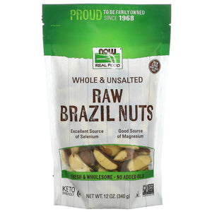 Now Foods, Real Food, Raw Brazil Nuts, Whole, Unsalted, 12 oz - 733739070128 | Hilife Vitamins