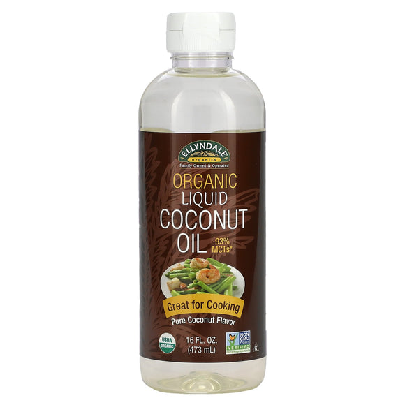 Now Foods, Ellyndale Organics, Organic Liquid Coconut Oil, Pure Coconut, 16 Oz - 854273005206 | Hilife Vitamins