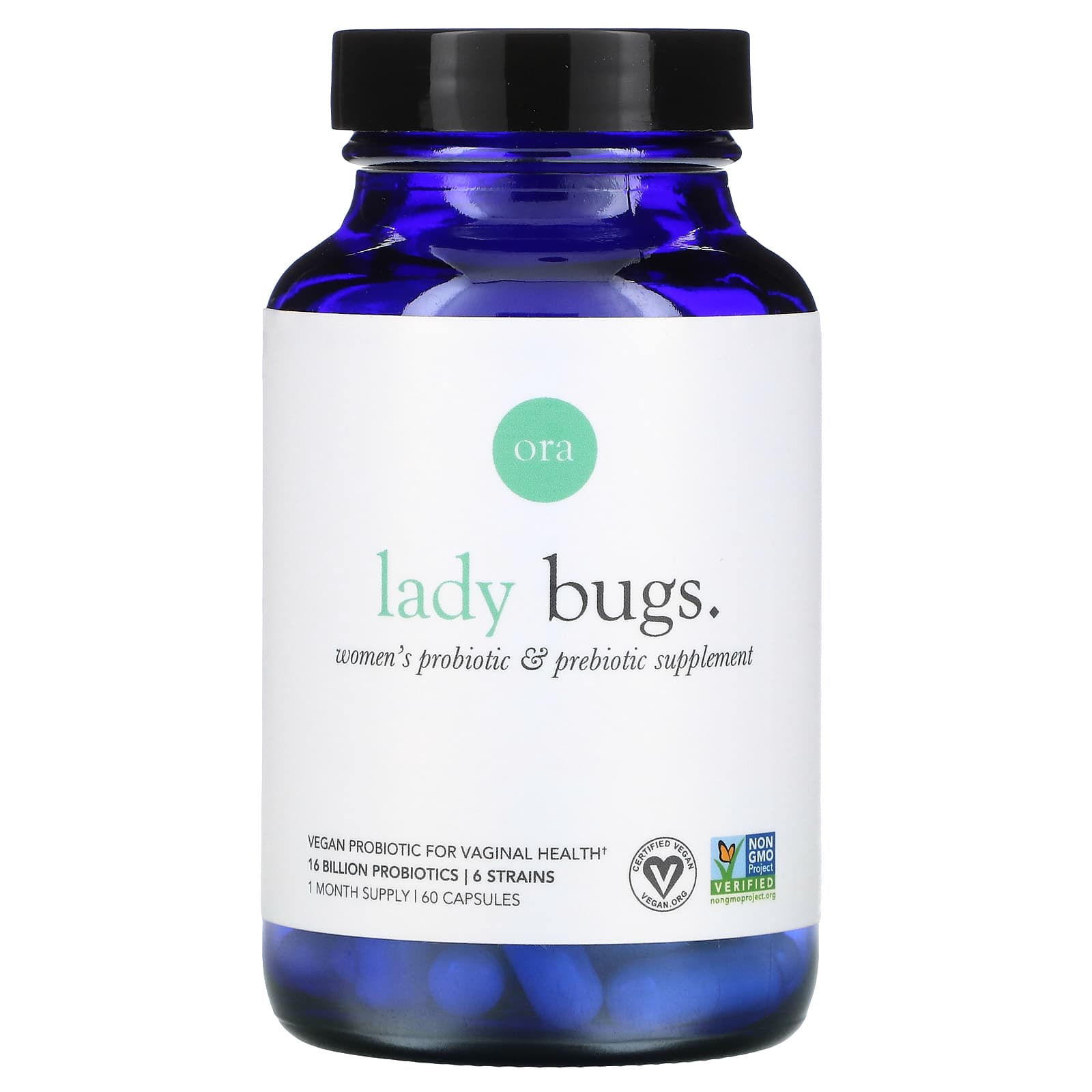 Ora Organic, Lady Bugs, Women’s Probiotic & Prebiotic Supplement, 60 Capsules UPC 856720007559 | HiLife Vitamins