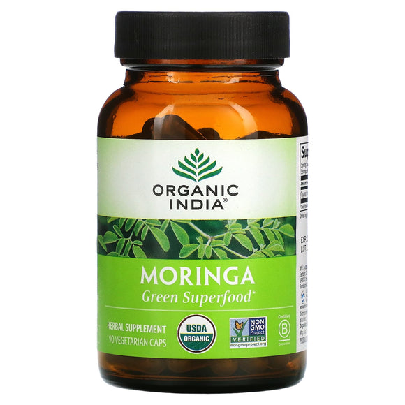 Organic India, Organic Moringa, 90 Vegetarian Capsules - 801541508174 | Hilife Vitamins