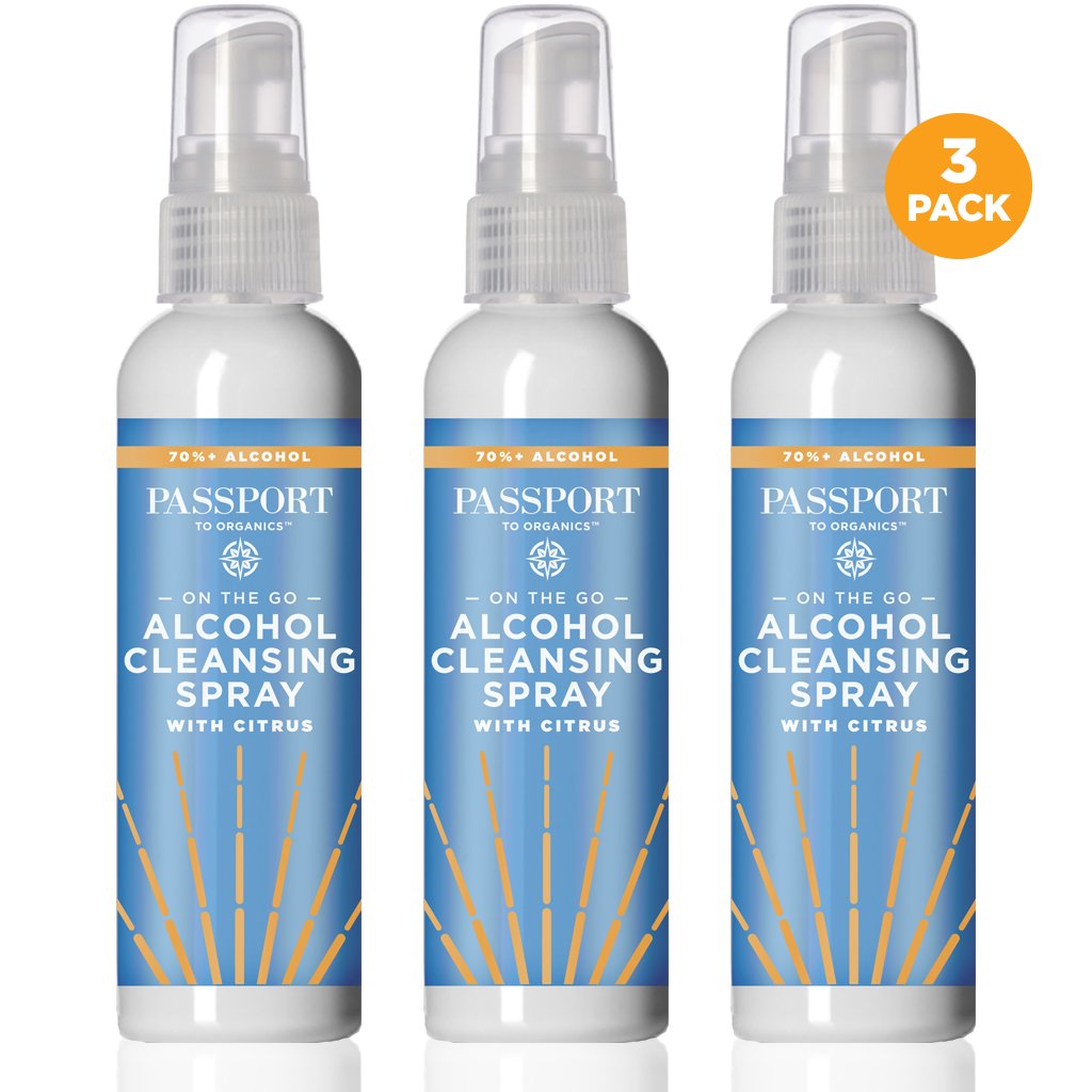 Passport To Organics, ON THE GO – 70% ALCOHOL CLEANSING SPRAY WITH CITRUS, 2 Oz Spray UPC 037203990982 | HiLife Vitamins