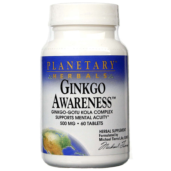 Planetary Herbals, Ginkgo Awareness™ 500 mg, 60 Tablets - 021078100898 | Hilife Vitamins