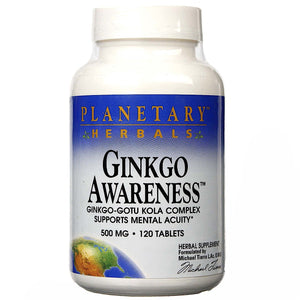 Planetary Herbals, Ginkgo Awareness™ 500 mg, 120 Tablets - 021078102373 | Hilife Vitamins