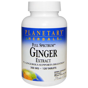 Planetary Herbals, Ginger Extract, Full Spectrum™ 350 mg, 120 Tablets - 021078104186 | Hilife Vitamins