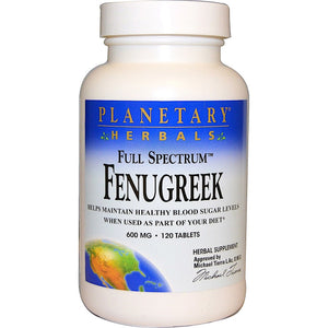 Planetary Herbals, Fenugreek, Full Spectrum™ 600 mg, 120 Tablets - 021078105282 | Hilife Vitamins