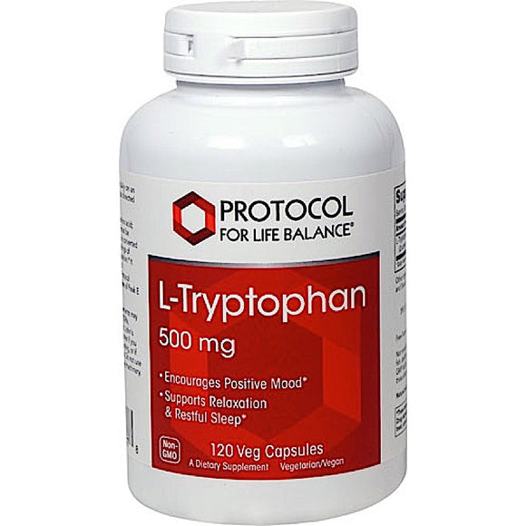 Protocol For Life Balance, L-TRYPTOPHAN 500MG, 120 Veg Capsules - 707359101678 | Hilife Vitamins