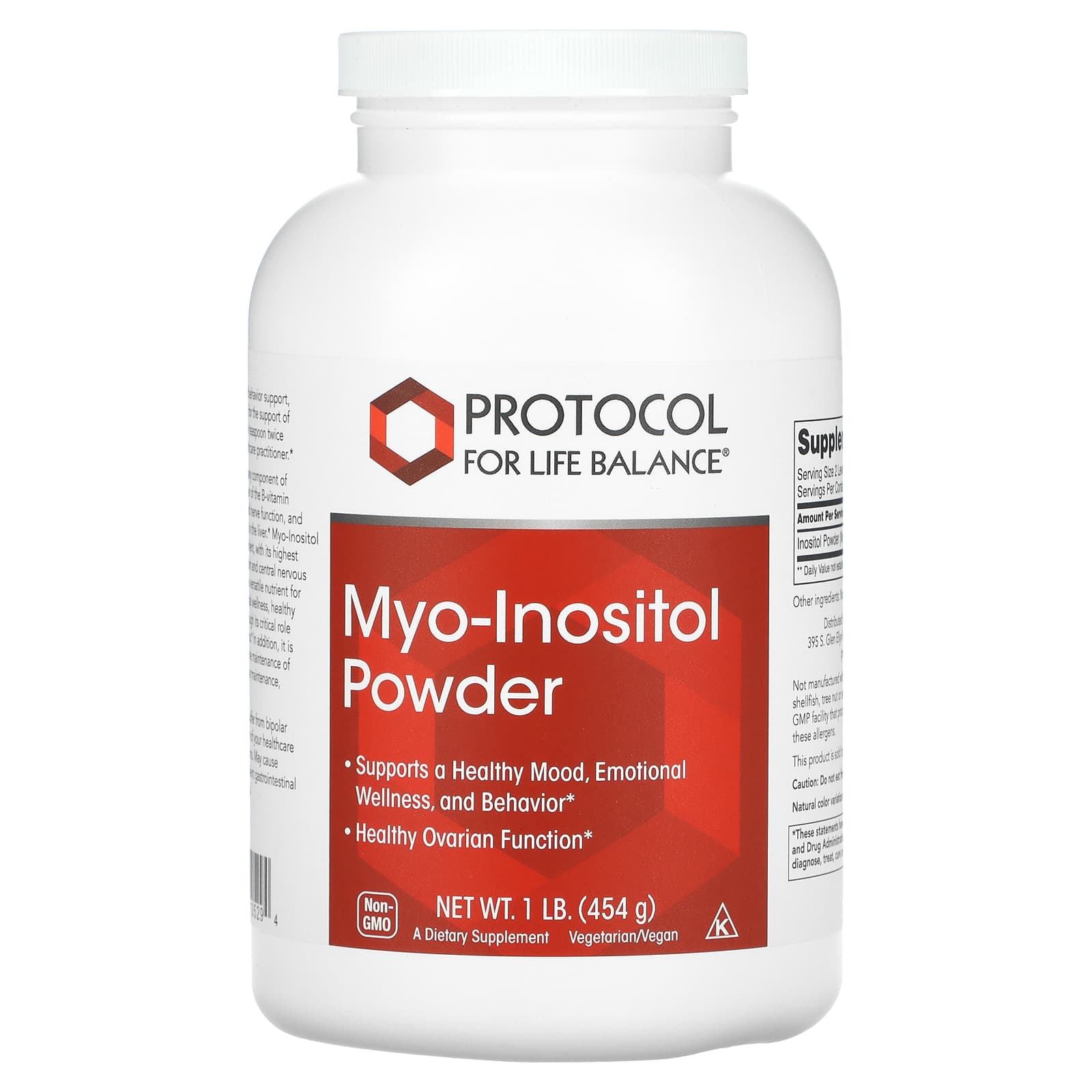 Protocol For Life Balance, Myo-Inositol Powder, 1 lb (454 g) UPC 707359105294 | HiLife Vitamins
