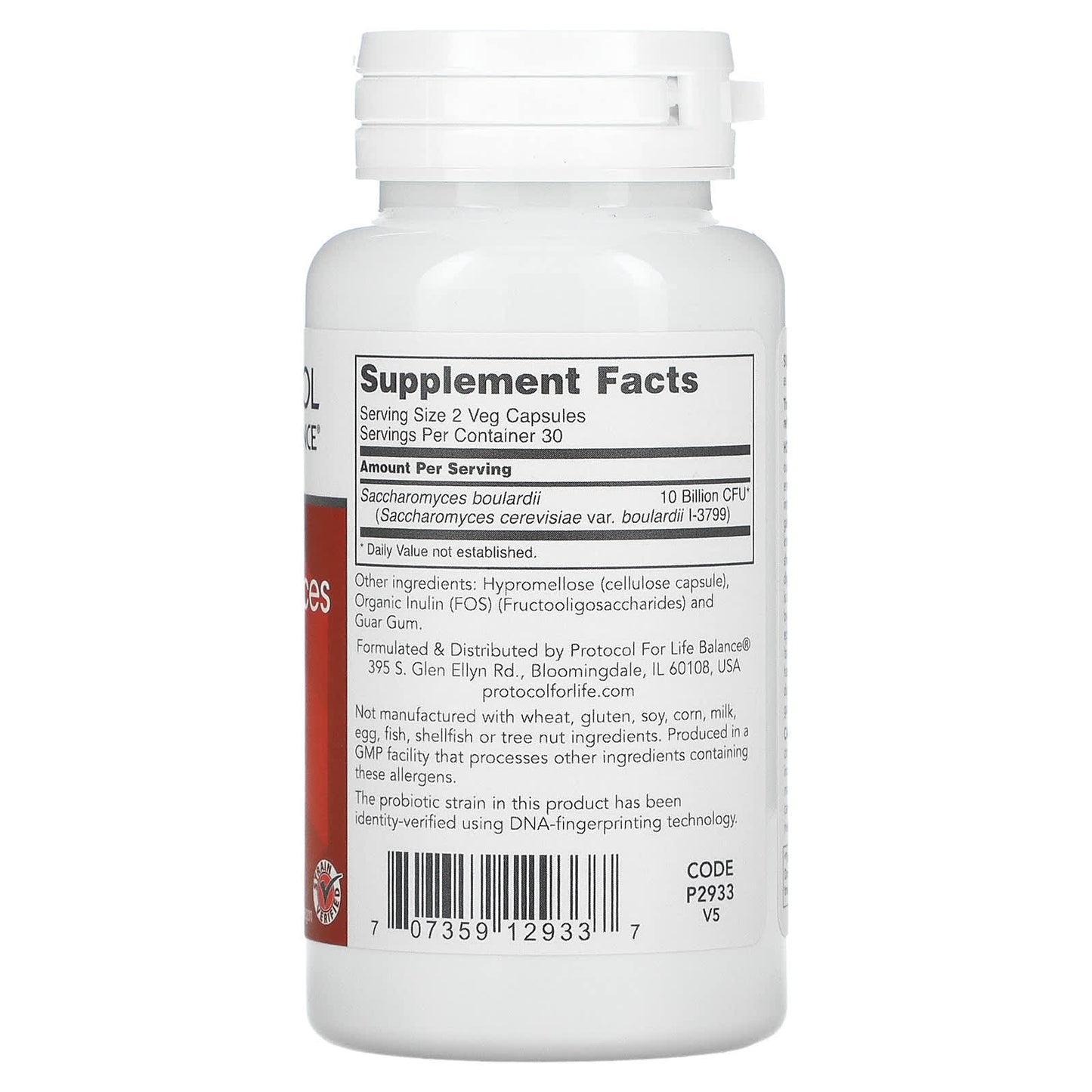 Protocol For Life Balance, Saccharomyces Boulardii, 60 Veg Capsules (500 mg per Capsule) UPC 707359129337 | HiLife Vitamins