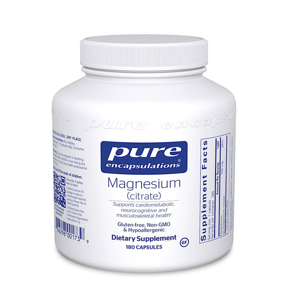 Pure Encapsulations, Magnesium Citrate 150 mg, 180 Capsules - 766298001739 | Hilife Vitamins