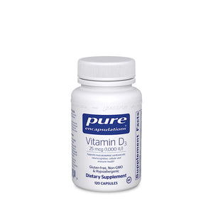 Pure Encapsulations, Vitamin D3 25 mcg 1,000 IU, 120 Capsules - 766298008189 | Hilife Vitamins